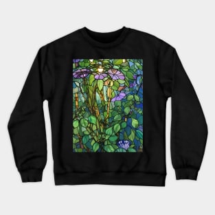 Stained Glass Flowers Among Leaves Crewneck Sweatshirt